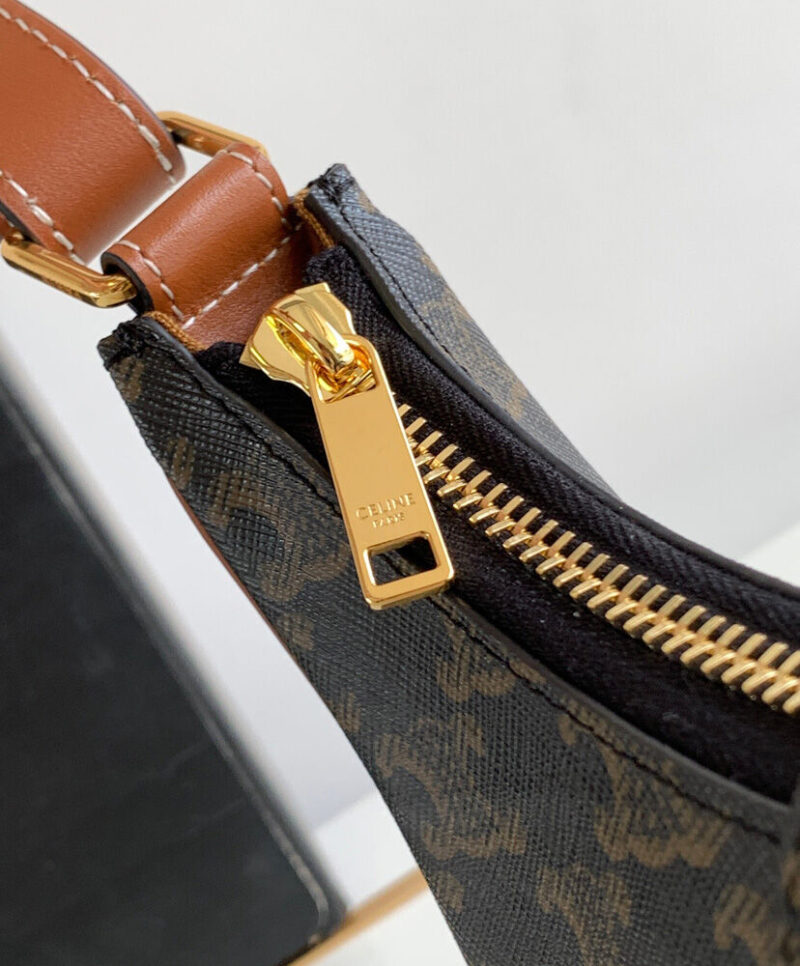 Celine Ava Triomphe Medium Bag With Logo Print 114492 Coffee